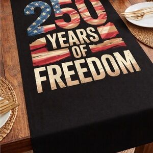 Custom 250th Anniversary of USA Patriotic Black Table Runner